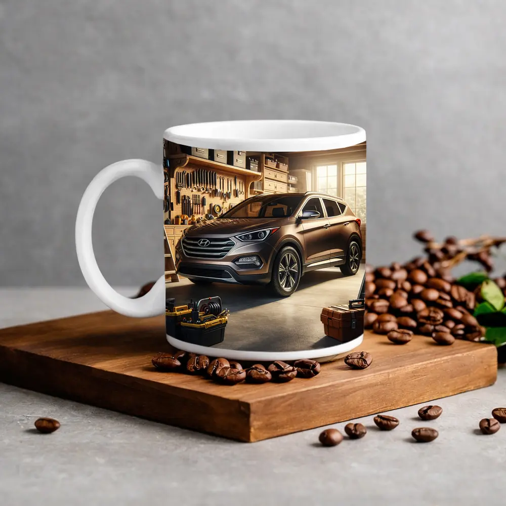 Hyundai Santa Fe SUV In Garage – Mugs
