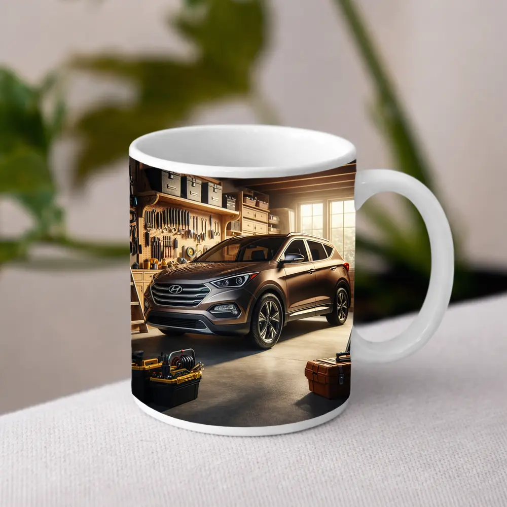 Hyundai Santa Fe SUV In Garage – Mugs