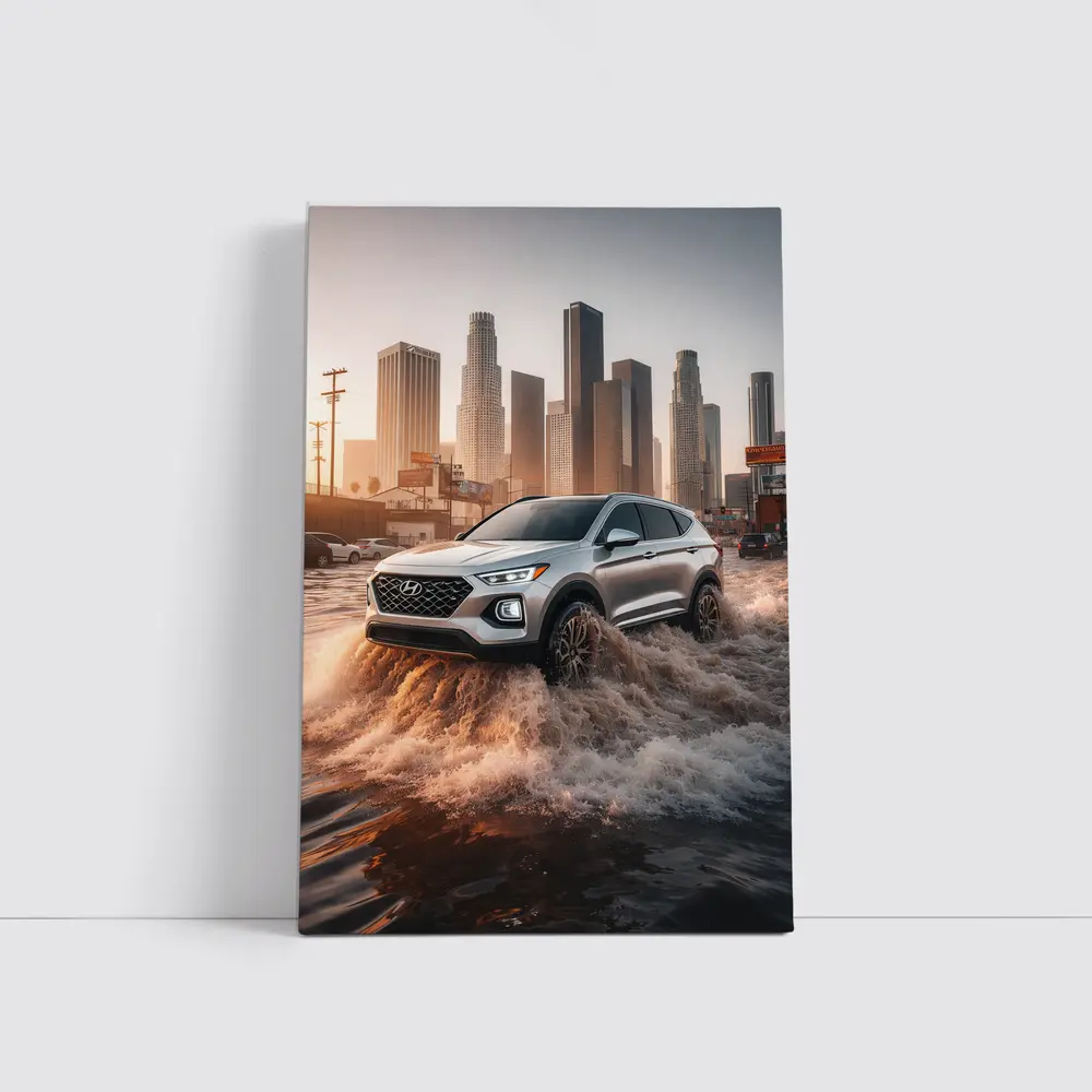 Hyundai Santa Fe Driving Flooded Los Angeles Streets – Wall Art