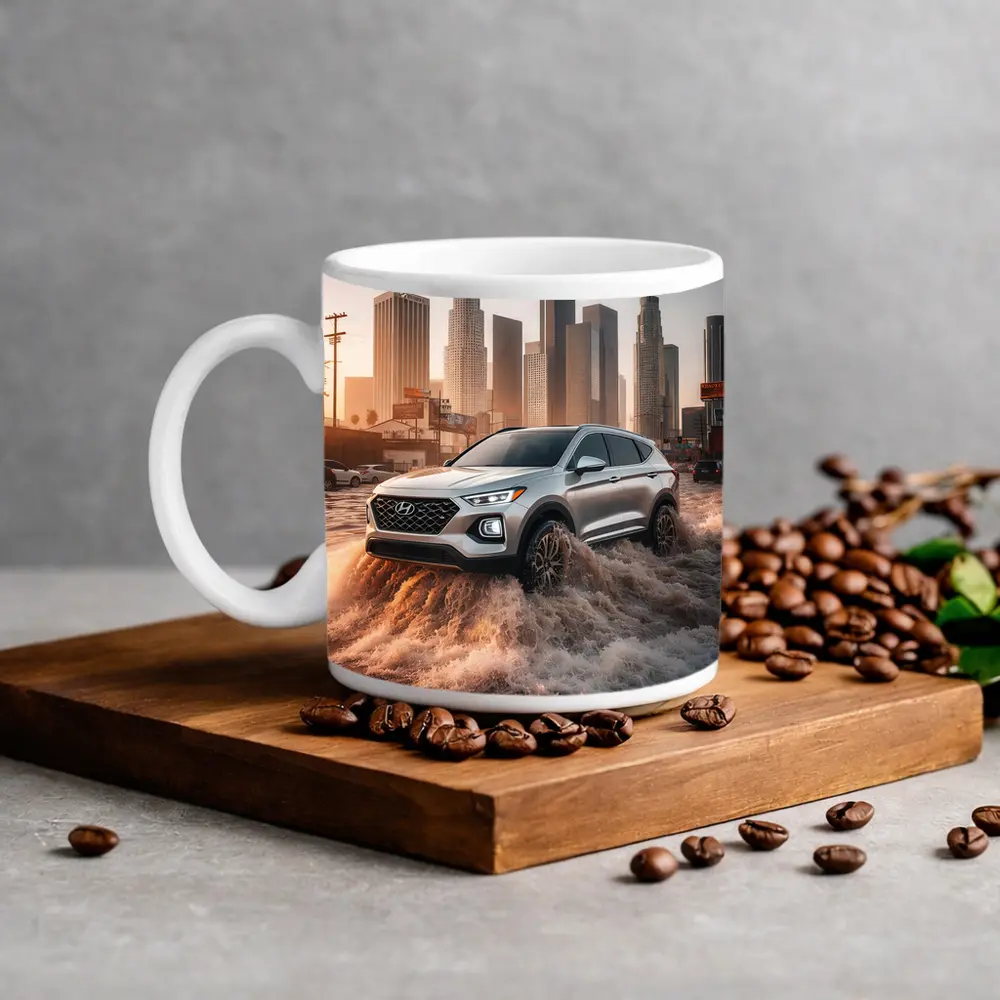 Hyundai Santa Fe Driving Flooded Los Angeles Streets – Mugs