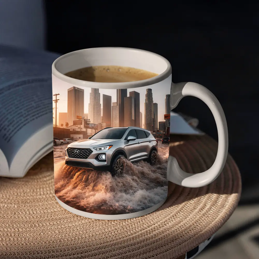Hyundai Santa Fe Driving Flooded Los Angeles Streets – Mugs
