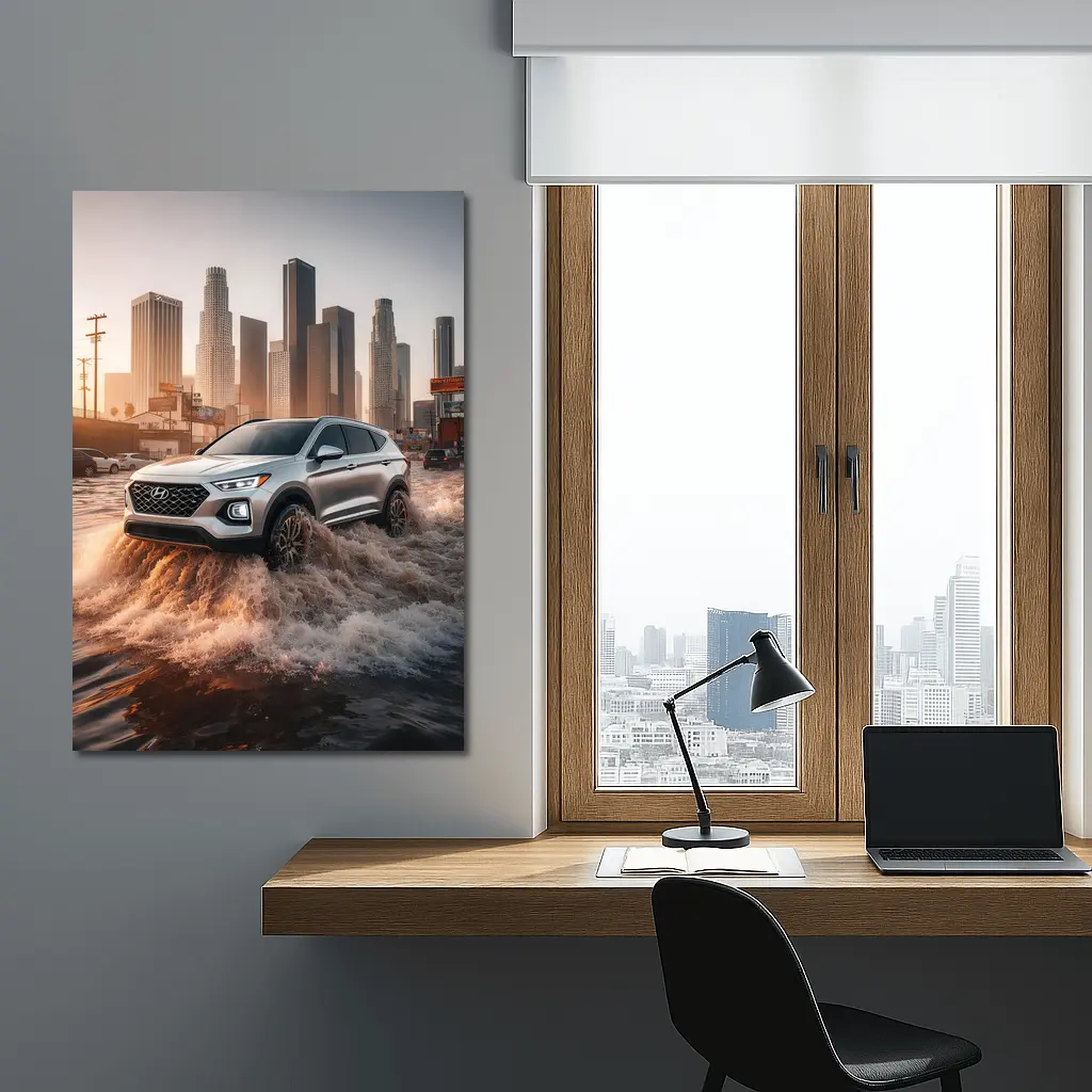 Hyundai Santa Fe Driving Flooded Los Angeles Streets – Wall Art