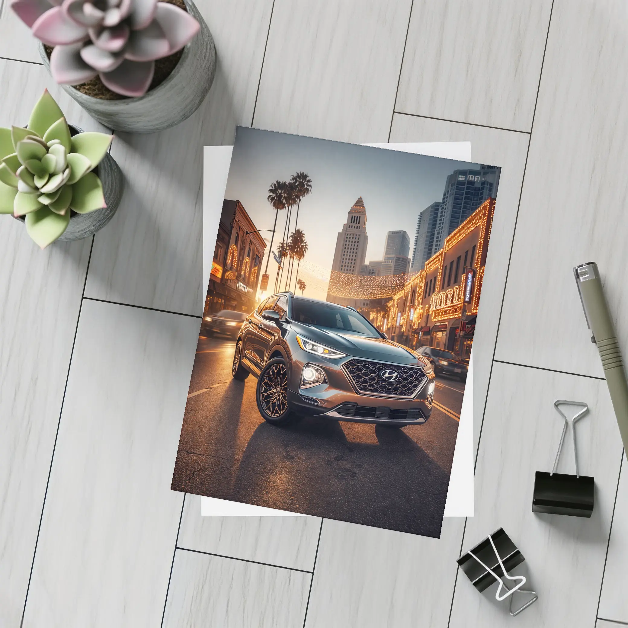 Hyundai Santa Fe Los Angeles City Night – Postcards