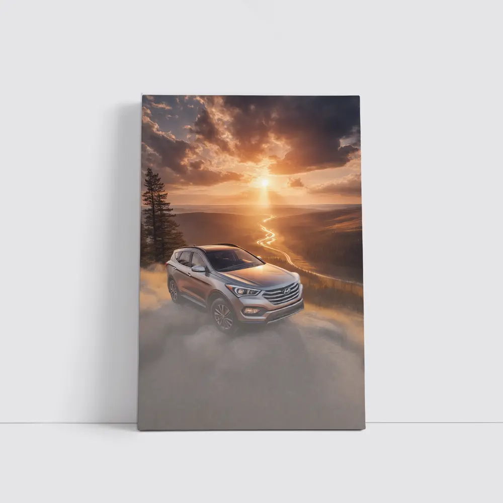 Hyundai Santa Fe Golden Sunset Landscape – Wall Art