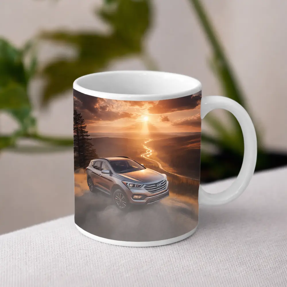 Hyundai Santa Fe Golden Sunset Landscape – Mugs