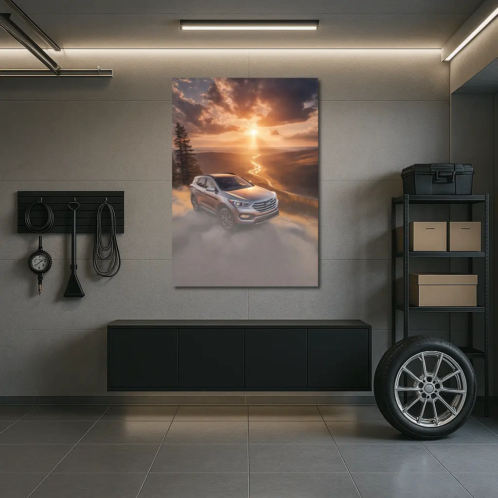 Hyundai Santa Fe Golden Sunset Landscape – Wall Art