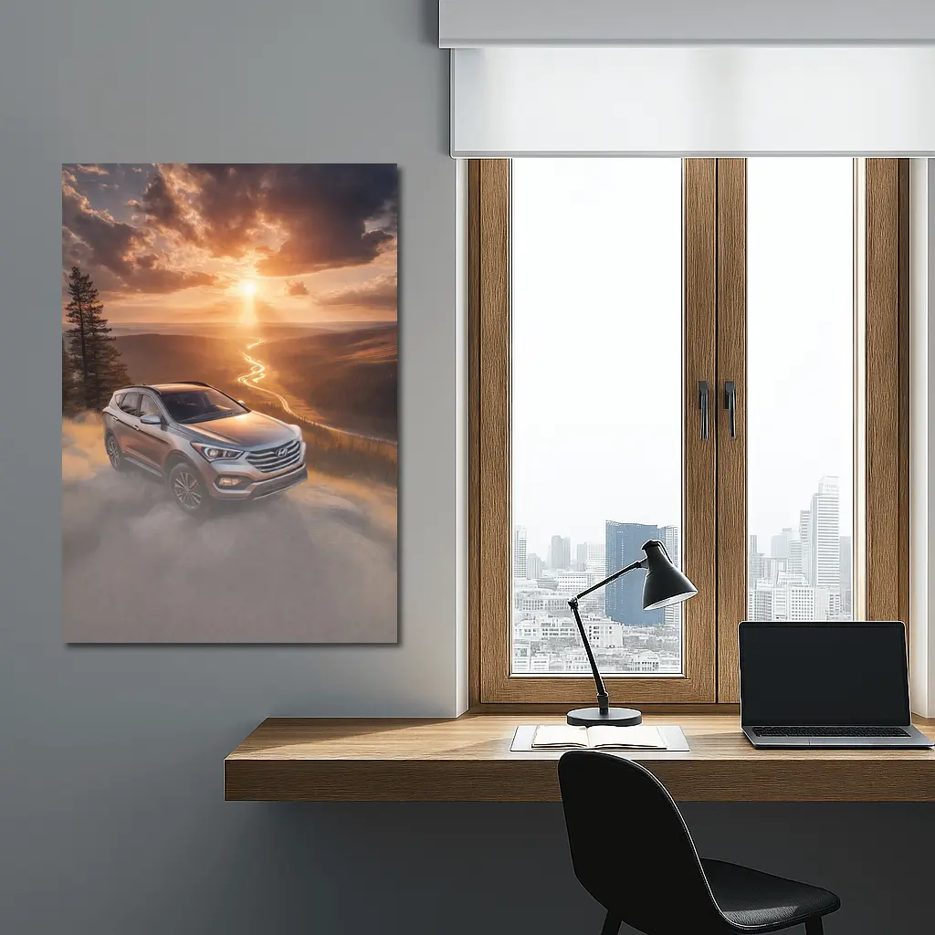 Hyundai Santa Fe Golden Sunset Landscape – Wall Art