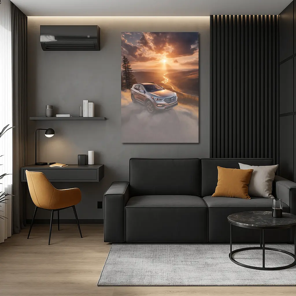 Hyundai Santa Fe Golden Sunset Landscape – Wall Art