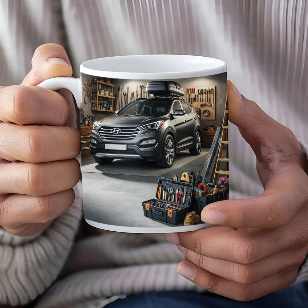 Hyundai Santa Fe SUV in Workshop Garage – Mugs