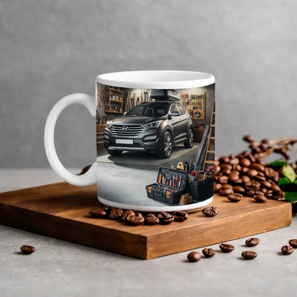 Hyundai Santa Fe SUV in Workshop Garage – Mugs
