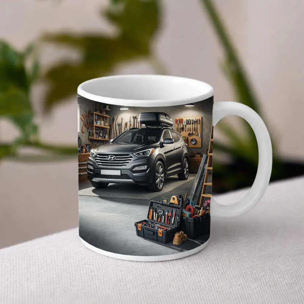 Hyundai Santa Fe SUV in Workshop Garage – Mugs