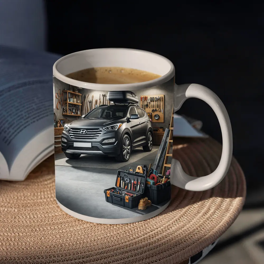 Hyundai Santa Fe SUV in Workshop Garage – Mugs