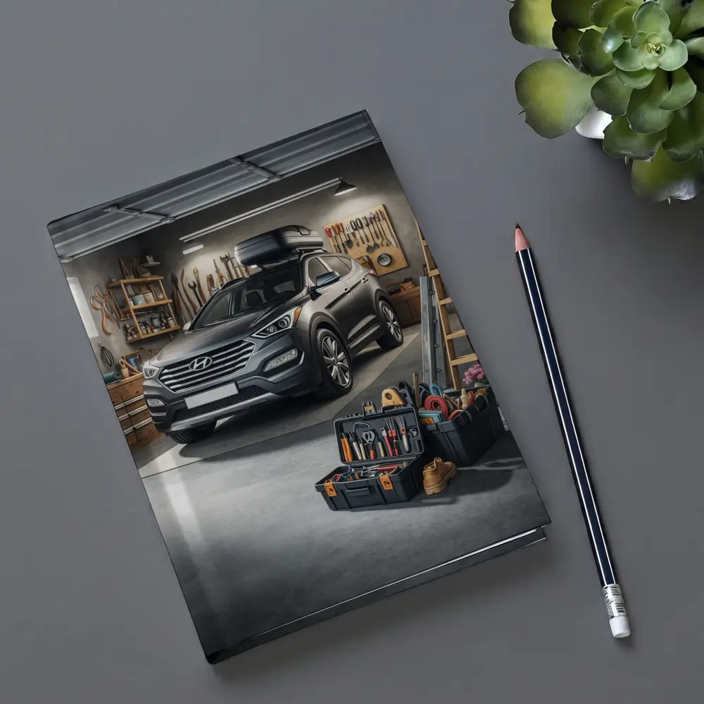 Hyundai Santa Fe SUV in Workshop Garage – Notebooks