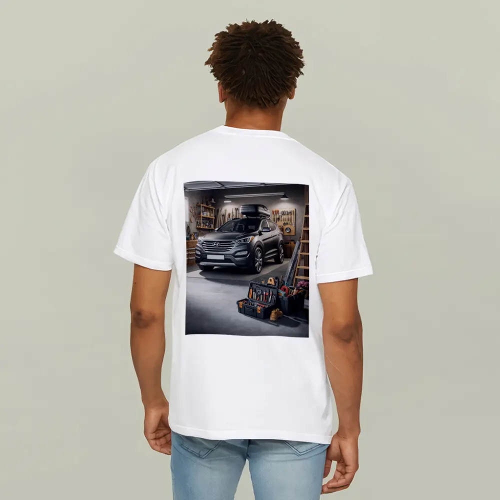Hyundai Santa Fe SUV in Workshop Garage – T-Shirts