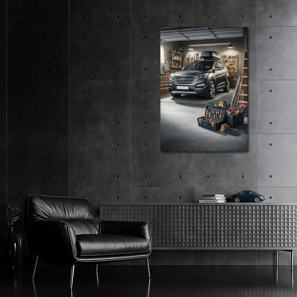 Hyundai Santa Fe SUV in Workshop Garage – Wall Art