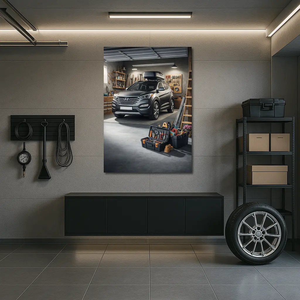 Hyundai Santa Fe SUV in Workshop Garage – Wall Art