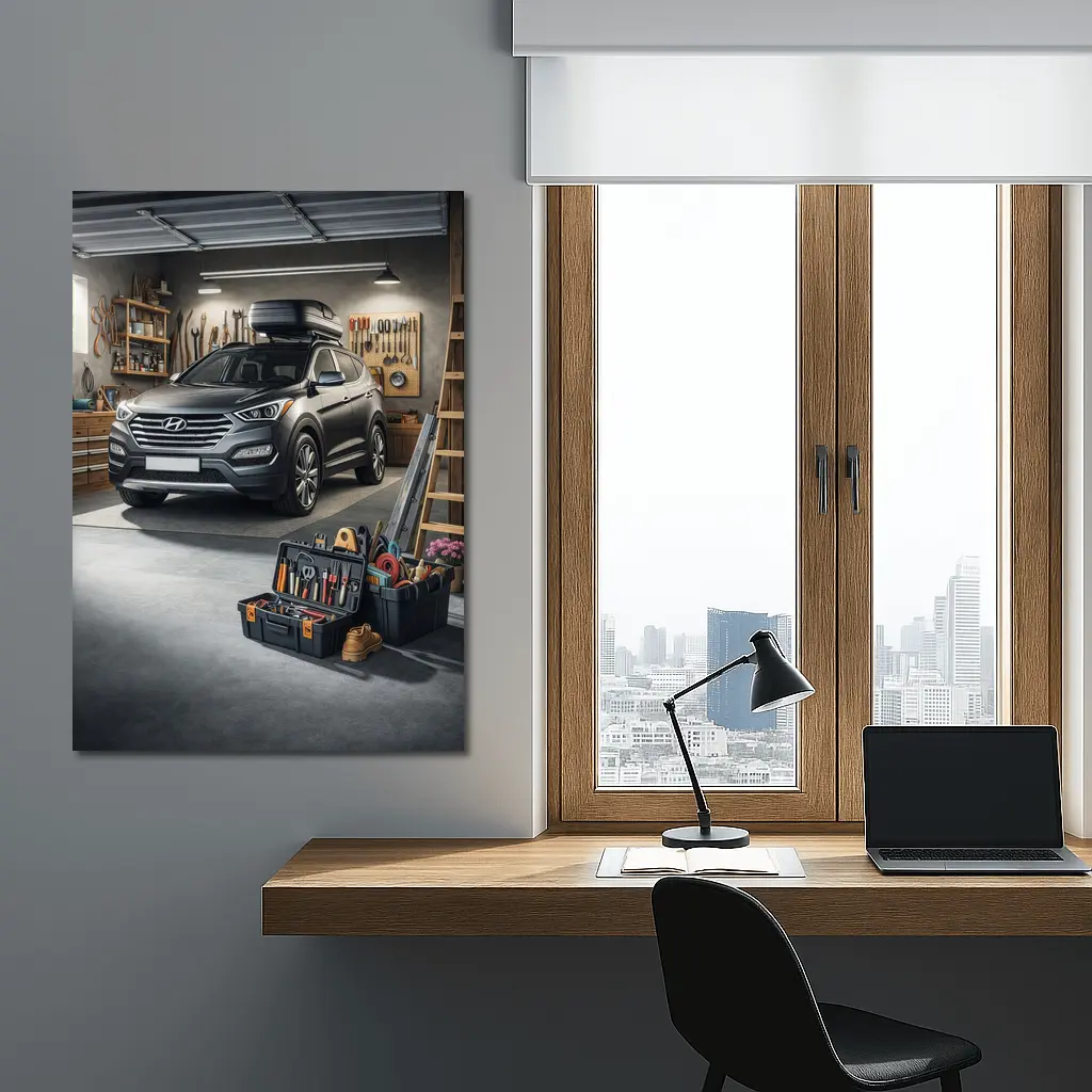 Hyundai Santa Fe SUV in Workshop Garage – Wall Art