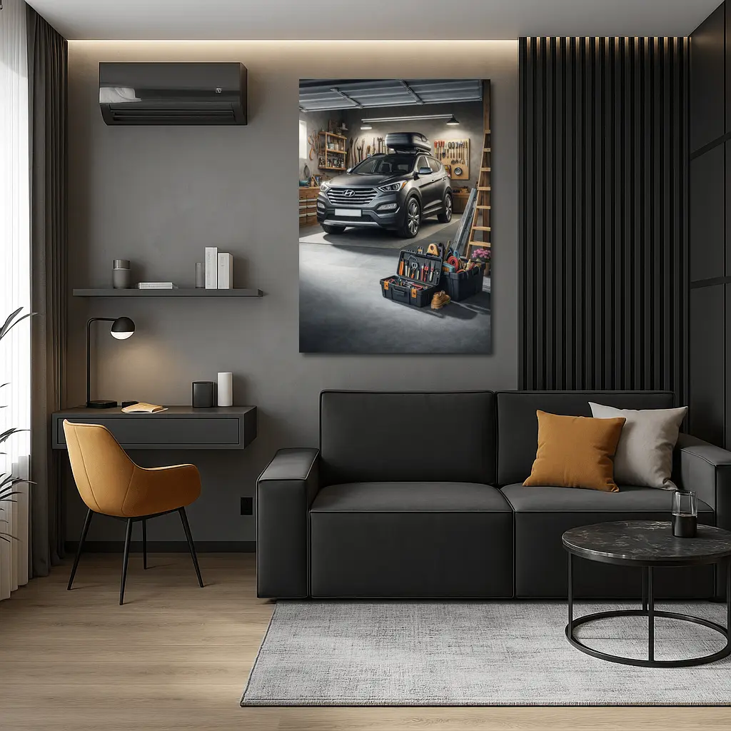 Hyundai Santa Fe SUV in Workshop Garage – Wall Art