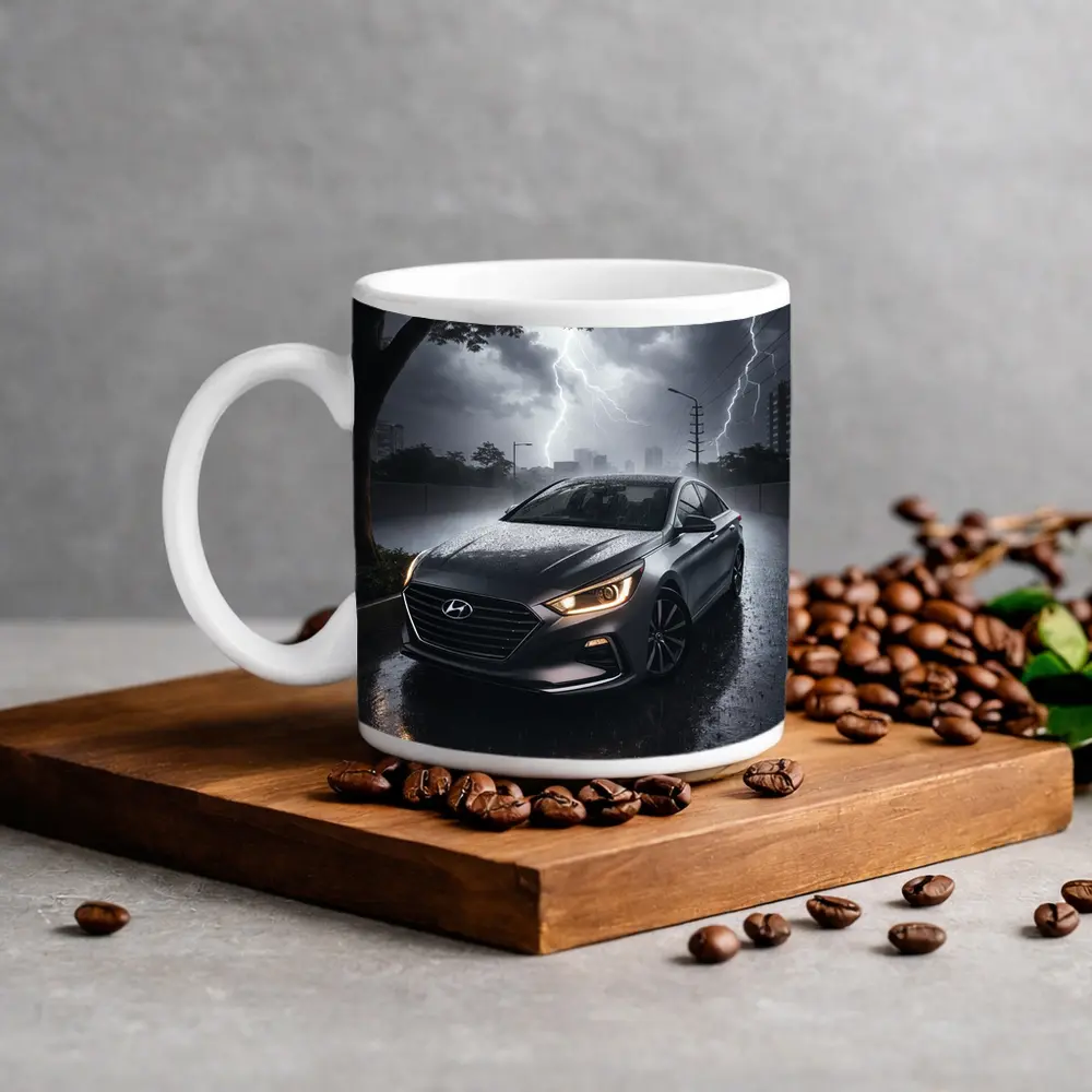 Hyundai Sonata In Dramatic Thunderstorm Rain – Mugs