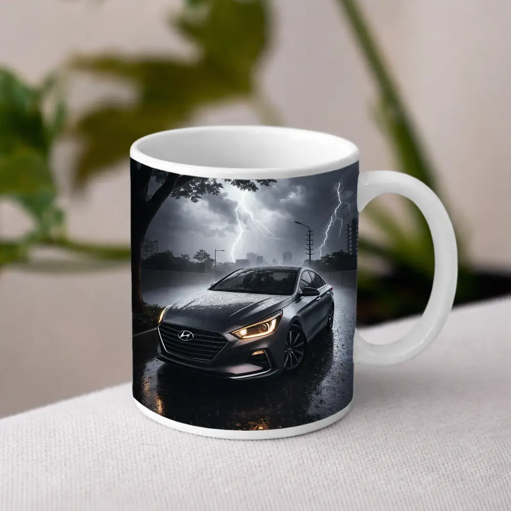 Hyundai Sonata In Dramatic Thunderstorm Rain – Mugs