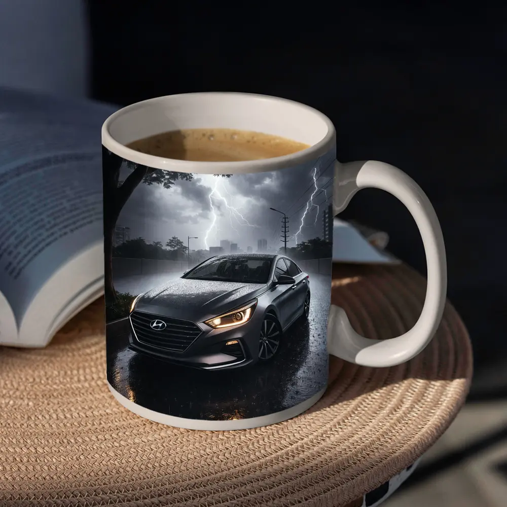 Hyundai Sonata In Dramatic Thunderstorm Rain – Mugs