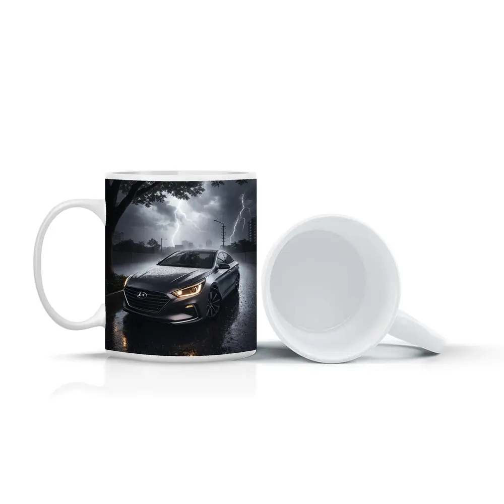 Hyundai Sonata In Dramatic Thunderstorm Rain – Mugs