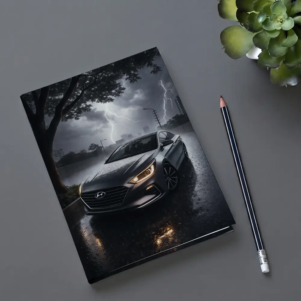 Hyundai Sonata In Dramatic Thunderstorm Rain – Notebooks