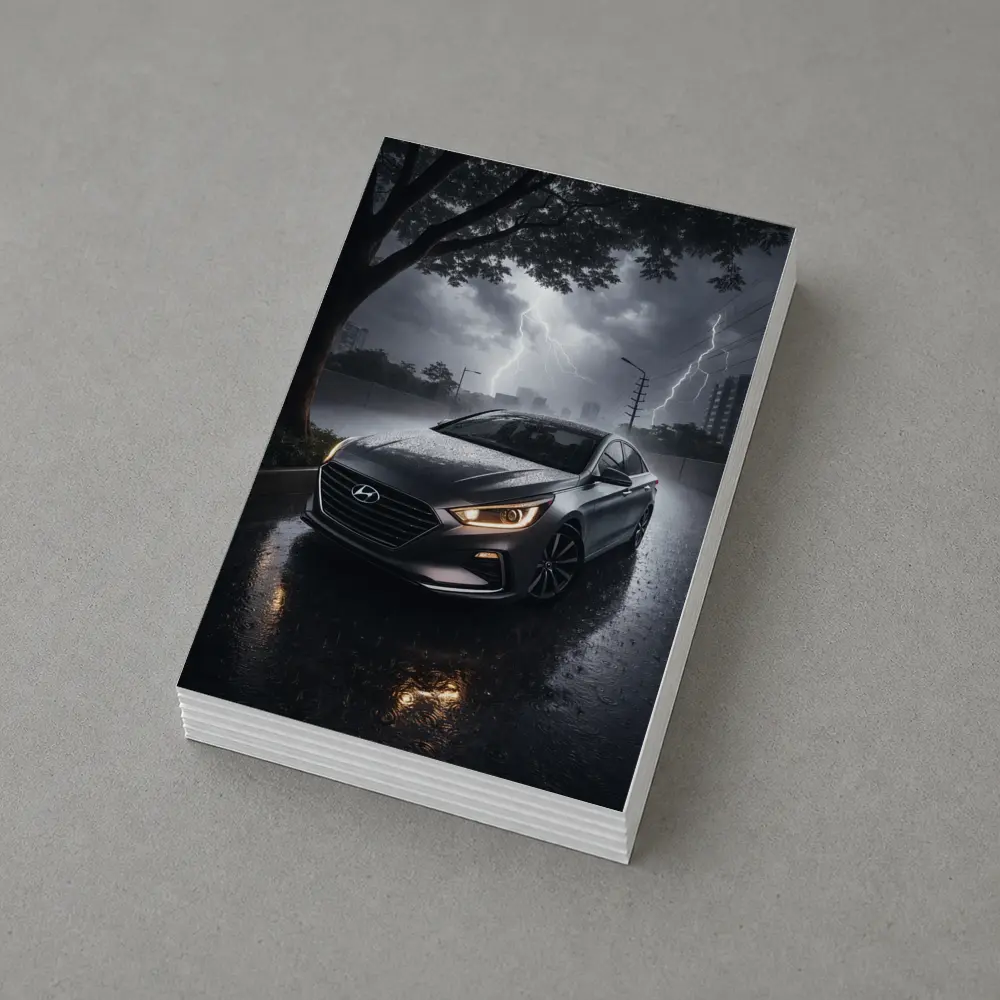 Hyundai Sonata In Dramatic Thunderstorm Rain – Postcards