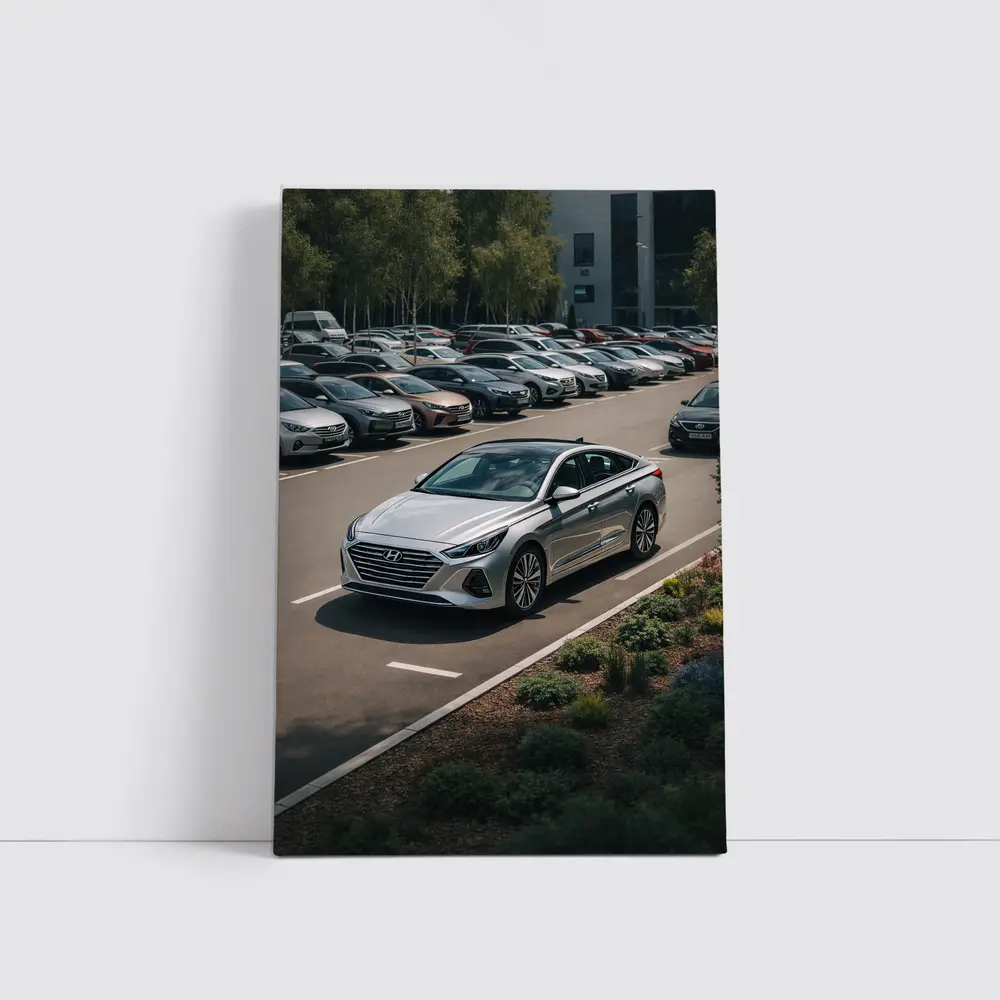 Hyundai Sonata Silver Sedan Parking Lot – Wall Art