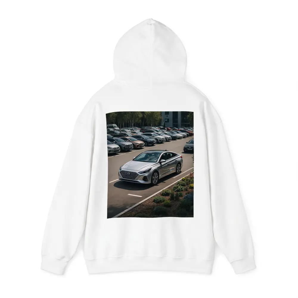 Hyundai Sonata Silver Sedan Parking Lot – Hoodies