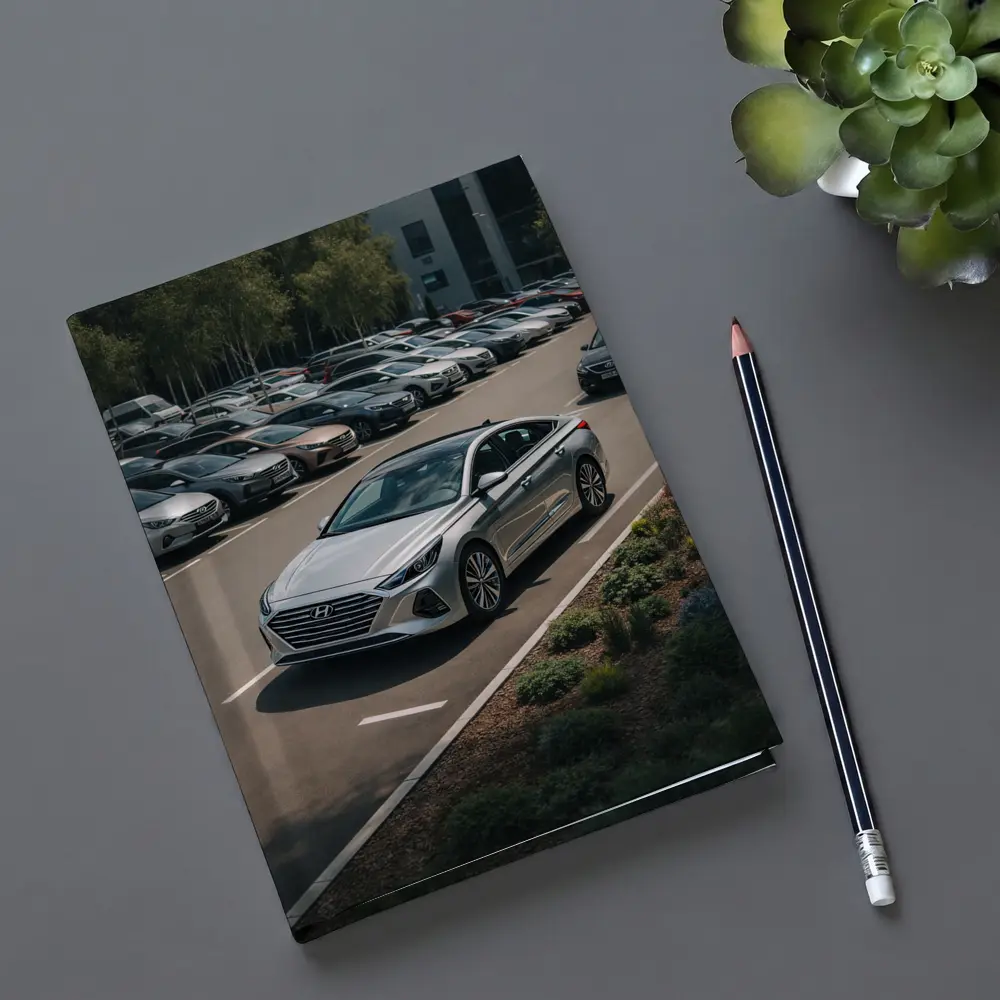 Hyundai Sonata Silver Sedan Parking Lot – Notebooks