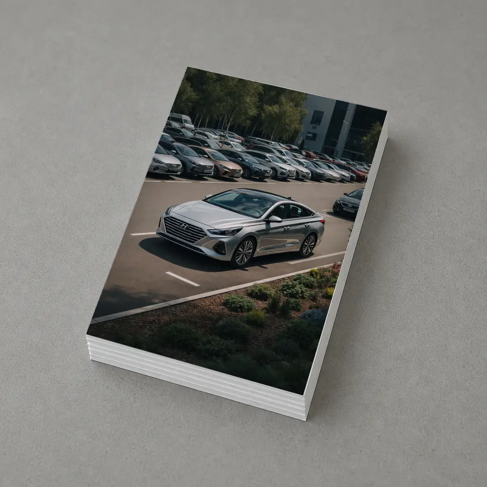 Hyundai Sonata Silver Sedan Parking Lot – Postcards