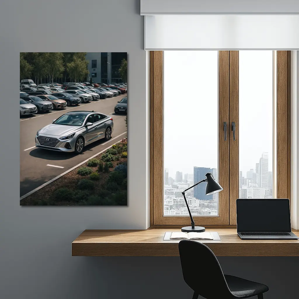 Hyundai Sonata Silver Sedan Parking Lot – Wall Art