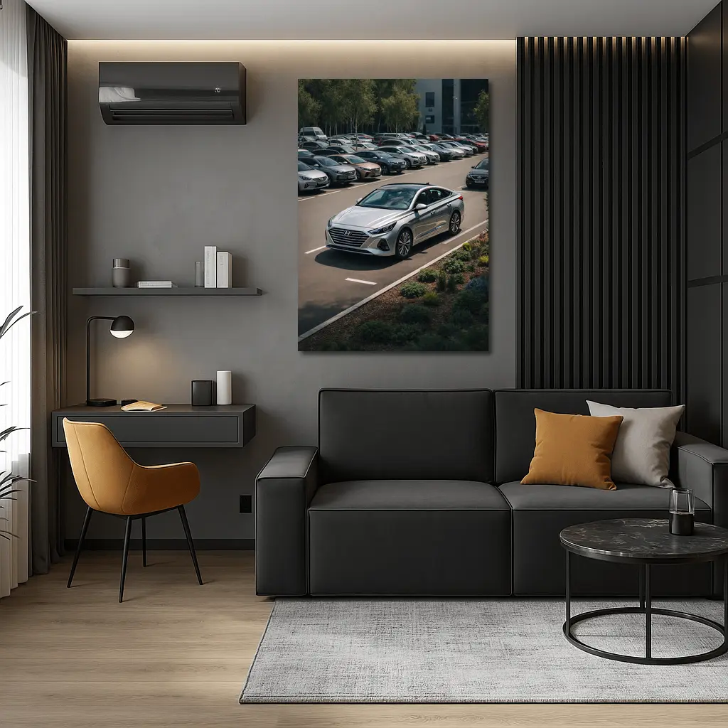 Hyundai Sonata Silver Sedan Parking Lot – Wall Art