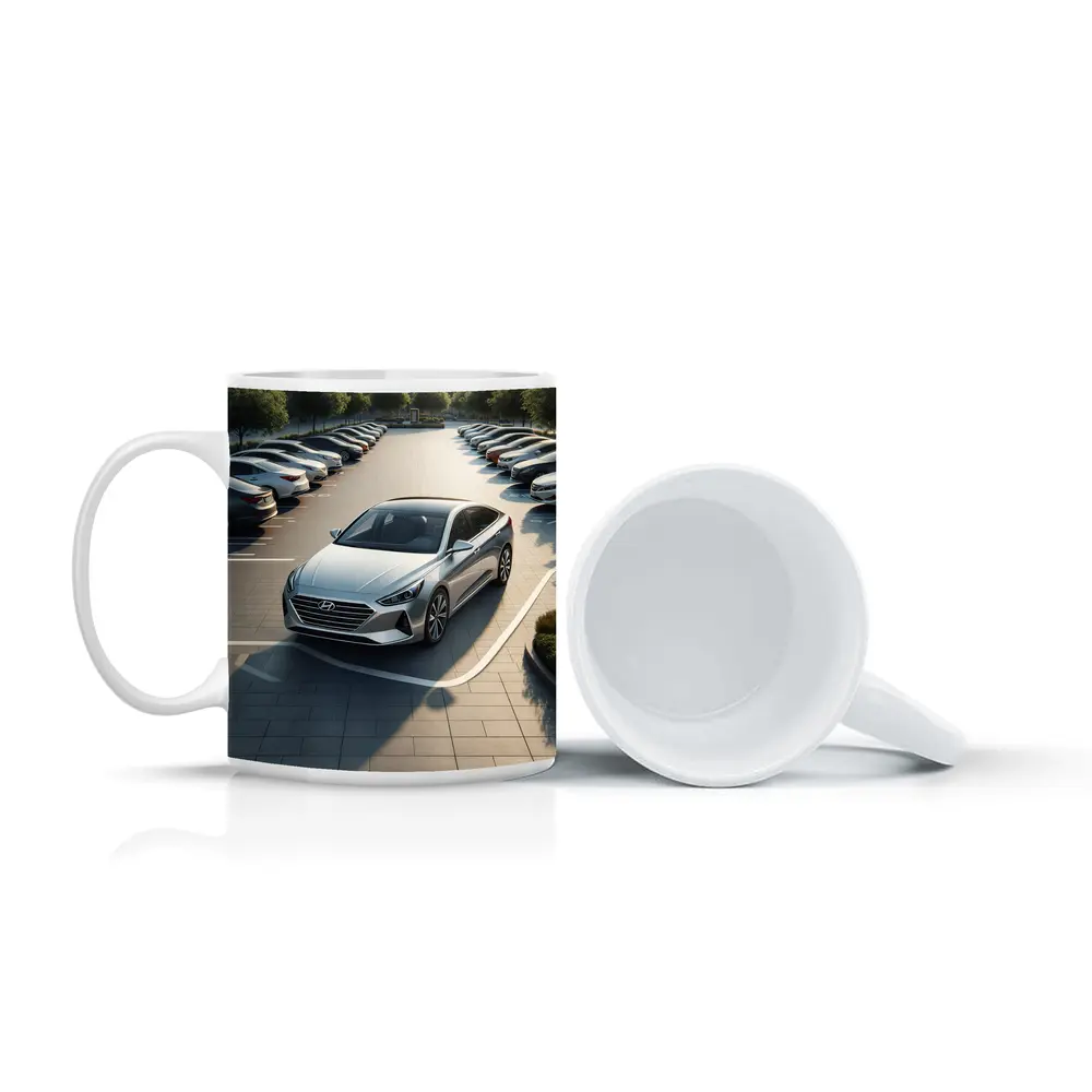 Hyundai Sonata Silver Sedan Parking Lot – Mugs