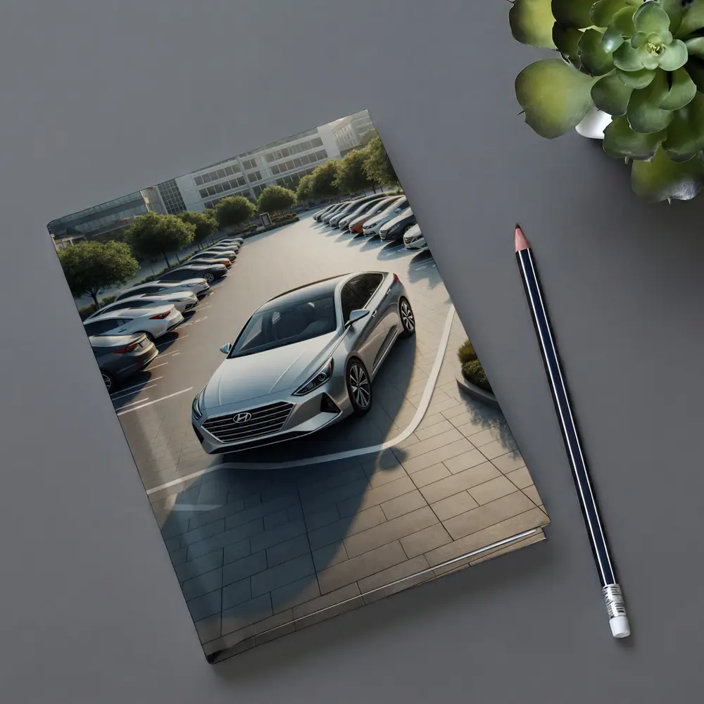 Hyundai Sonata Silver Sedan Parking Lot – Notebooks