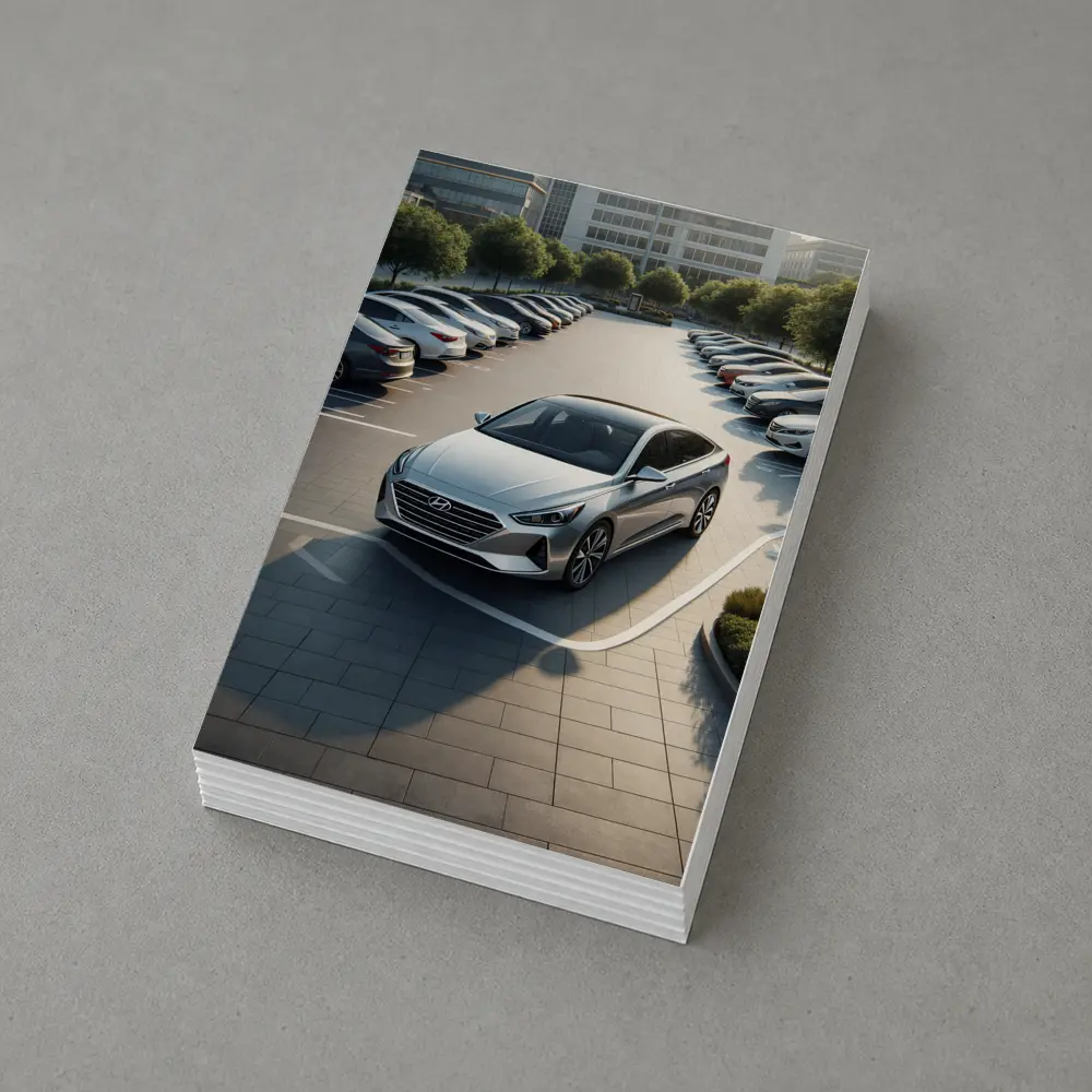 Hyundai Sonata Silver Sedan Parking Lot – Postcards