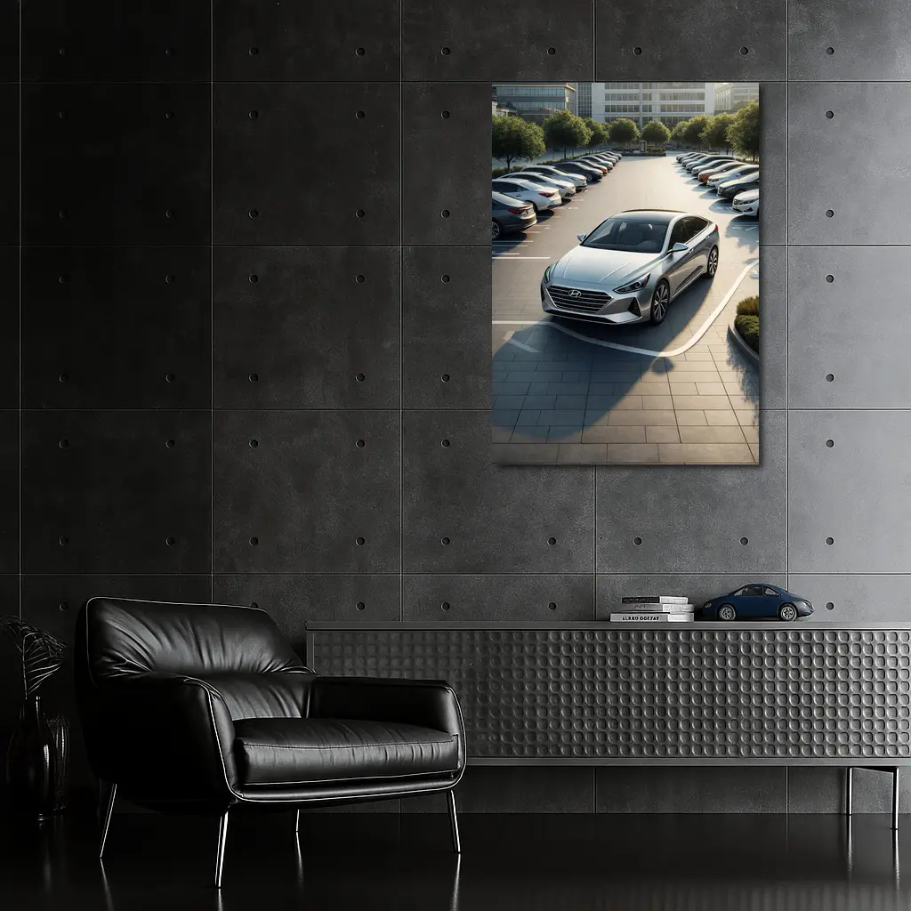 Hyundai Sonata Silver Sedan Parking Lot – Wall Art