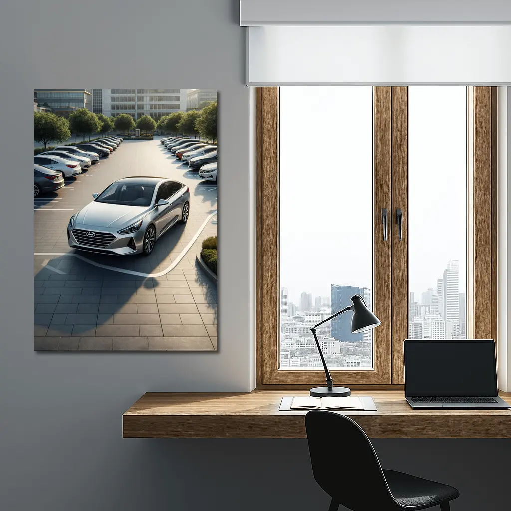 Hyundai Sonata Silver Sedan Parking Lot – Wall Art