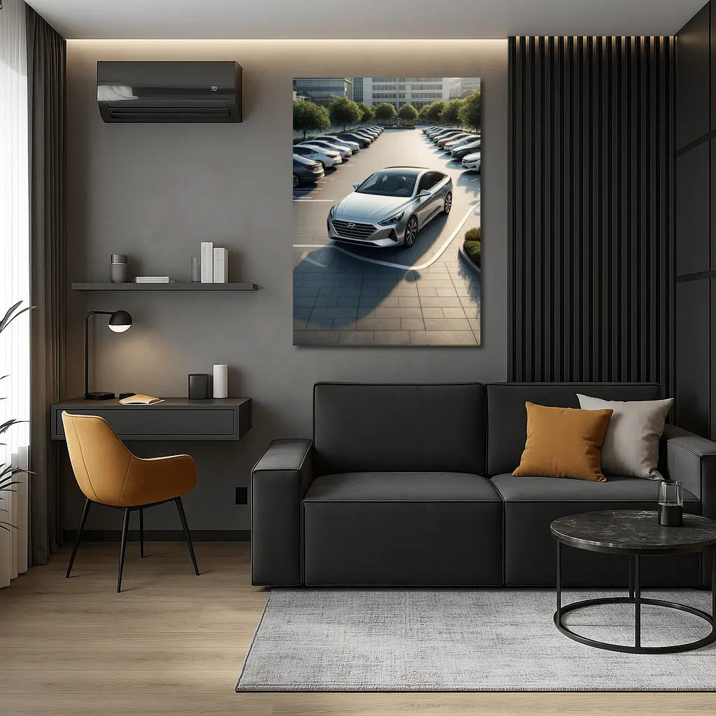 Hyundai Sonata Silver Sedan Parking Lot – Wall Art