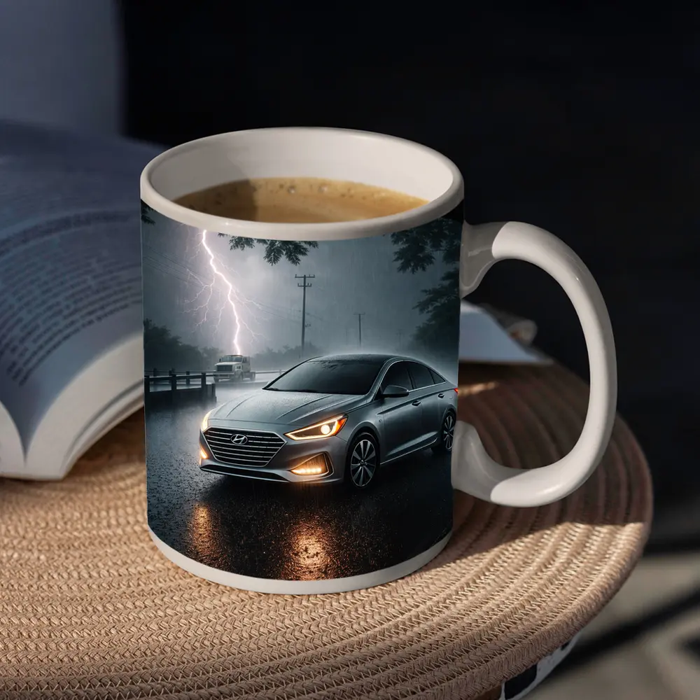 Hyundai Sonata Silver Sedan Stormy Night – Mugs