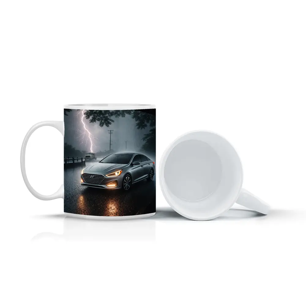 Hyundai Sonata Silver Sedan Stormy Night – Mugs