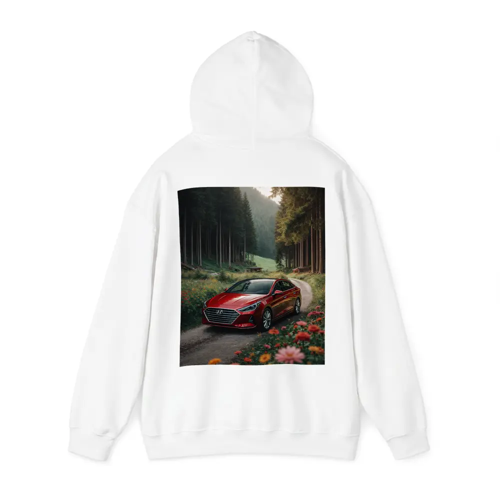 Hyundai Sonata Red Sedan Forest Road – Hoodies