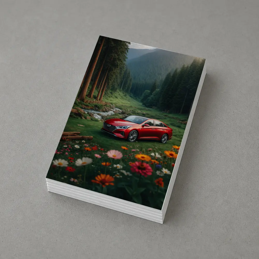 Hyundai Sonata Red Sedan Forest Valley – Postcards