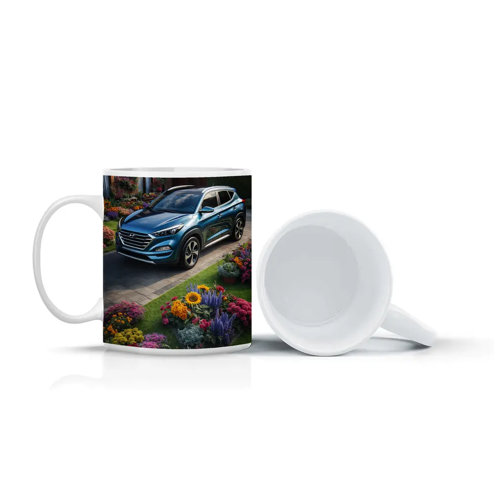 Hyundai Tucson Blue SUV Garden Driveway – Mugs