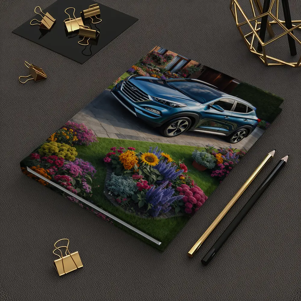 Hyundai Tucson Blue SUV Garden Driveway – Notebooks