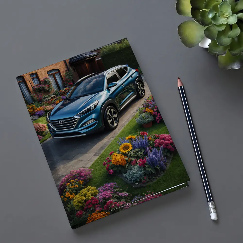 Hyundai Tucson Blue SUV Garden Driveway – Notebooks