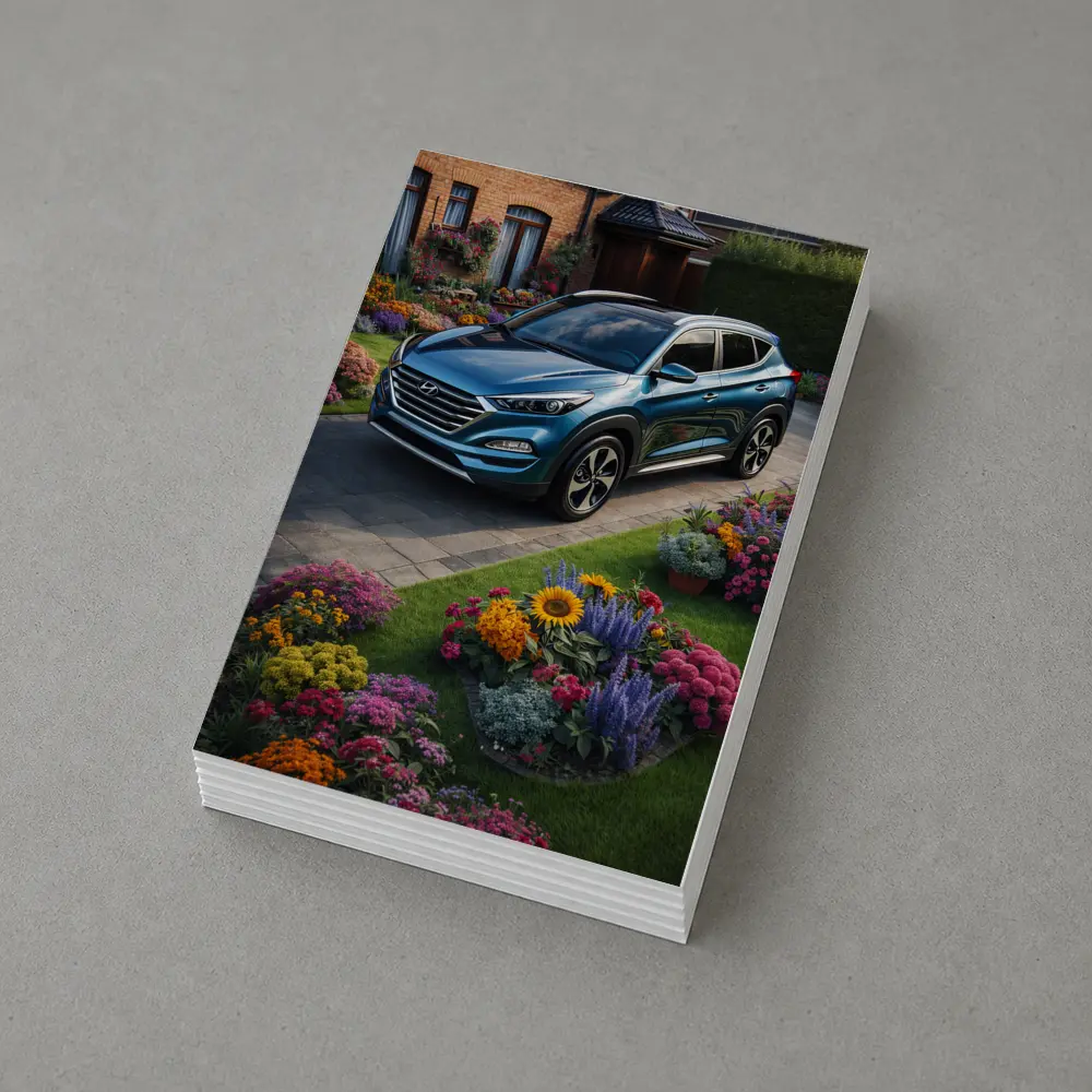 Hyundai Tucson Blue SUV Garden Driveway – Postcards