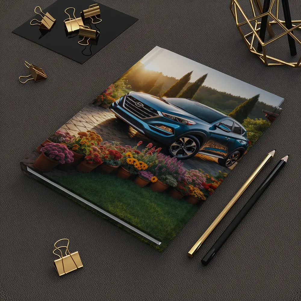 Hyundai Tucson Blue SUV Garden Sunset – Notebooks