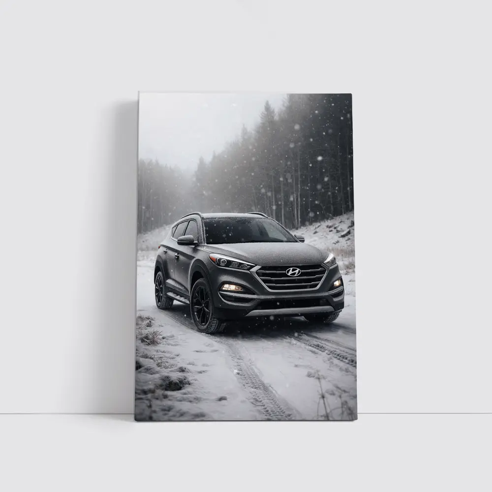 Hyundai Tucson SUV Snowy Winter Forest Road – Wall Art
